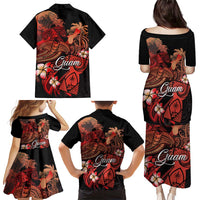 Guam Tribal Chamorro Family Matching Puletasi and Hawaiian Shirt Polynesian Shark with Plumeria and Sea Vibe - Polynesian Pride