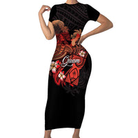 Guam Tribal Chamorro Family Matching Short Sleeve Bodycon Dress and Hawaiian Shirt Polynesian Shark with Plumeria and Sea Vibe - Polynesian Pride