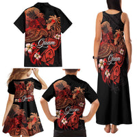 Guam Tribal Chamorro Family Matching Tank Maxi Dress and Hawaiian Shirt Polynesian Shark with Plumeria and Sea Vibe - Polynesian Pride