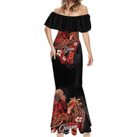 Guam Tribal Chamorro Mermaid Dress Polynesian Shark with Plumeria and Sea Vibe - Polynesian Pride