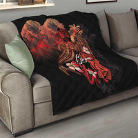 Guam Tribal Chamorro Quilt Polynesian Shark with Plumeria and Sea Vibe - Polynesian Pride