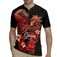 Guam Tribal Chamorro Rugby Jersey Polynesian Shark with Plumeria and Sea Vibe LT03 - Polynesian Pride