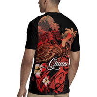 Guam Tribal Chamorro Rugby Jersey Polynesian Shark with Plumeria and Sea Vibe LT03 - Polynesian Pride