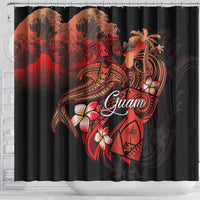 Guam Tribal Chamorro Shower Curtain Polynesian Shark with Plumeria and Sea Vibe - Polynesian Pride