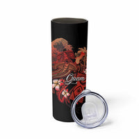 Guam Tribal Chamorro Skinny Tumbler Polynesian Shark with Plumeria and Sea Vibe - Polynesian Pride