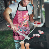 Hawaii Mele Kalikimaka Apron Funny Santa with Tribal Tattoos Kakau Pink Color - Polynesian Pride