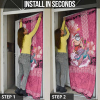 Hawaii Mele Kalikimaka Door Cover Funny Santa with Tribal Tattoos Kakau Pink Color - Polynesian Pride