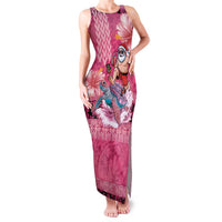 Hawaii Mele Kalikimaka Family Matching Tank Maxi Dress and Hawaiian Shirt Funny Santa with Tribal Tattoos Kakau Pink Color - Polynesian Pride