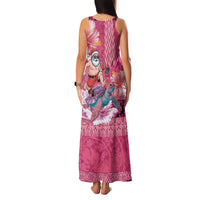 Hawaii Mele Kalikimaka Family Matching Tank Maxi Dress and Hawaiian Shirt Funny Santa with Tribal Tattoos Kakau Pink Color - Polynesian Pride