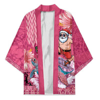 Hawaii Mele Kalikimaka Kimono Funny Santa with Tribal Tattoos Kakau Pink Color - Polynesian Pride