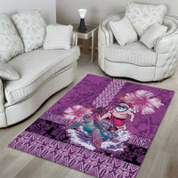 Hawaii Mele Kalikimaka Area Rug Funny Santa with Tribal Tattoos Kakau Purple Color - Polynesian Pride