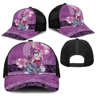 Hawaii Mele Kalikimaka Baseball Net Cap Funny Santa with Tribal Tattoos Kakau Purple Color - Polynesian Pride