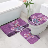 Hawaii Mele Kalikimaka Bathroom Set Funny Santa with Tribal Tattoos Kakau Purple Color - Polynesian Pride