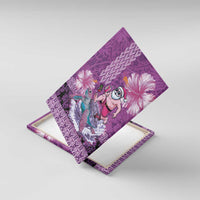 Hawaii Mele Kalikimaka Canvas Wall Art Funny Santa with Tribal Tattoos Kakau Purple Color - Polynesian Pride