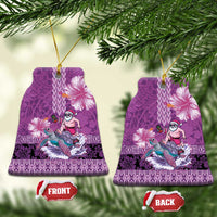 Hawaii Mele Kalikimaka Ceramic Ornament Funny Santa with Tribal Tattoos Kakau Purple Color - Polynesian Pride