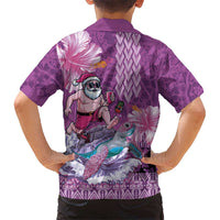 Hawaii Mele Kalikimaka Family Matching Tank Maxi Dress and Hawaiian Shirt Funny Santa with Tribal Tattoos Kakau Purple Color LT03 - Polynesian Pride