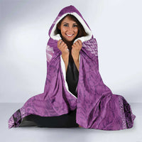 Hawaii Mele Kalikimaka Hooded Blanket Funny Santa with Tribal Tattoos Kakau Purple Color - Polynesian Pride