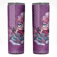 Hawaii Mele Kalikimaka Skinny Tumbler Funny Santa with Tribal Tattoos Kakau Purple Color - Polynesian Pride