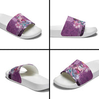 Hawaii Mele Kalikimaka Slide Sandals Funny Santa with Tribal Tattoos Kakau Purple Color - Polynesian Pride