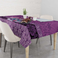 Hawaii Mele Kalikimaka Tablecloth Funny Santa with Tribal Tattoos Kakau Purple Color - Polynesian Pride