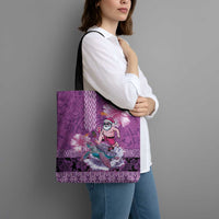 Hawaii Mele Kalikimaka Tote Bag Funny Santa with Tribal Tattoos Kakau Purple Color - Polynesian Pride