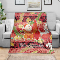 Hawaii Santa Mele Kalikimaka Blanket Tropical Puakenikeni Lei with Polynesian Tribal Pattern - Polynesian Pride