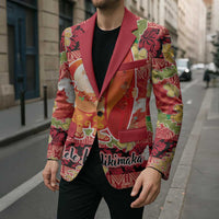 Hawaii Santa Mele Kalikimaka Blazer Tropical Puakenikeni Lei with Polynesian Tribal Pattern - Polynesian Pride