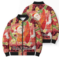 Hawaii Santa Mele Kalikimaka Bomber Puffer Jacket Tropical Puakenikeni Lei with Polynesian Tribal Pattern - Polynesian Pride
