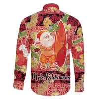 Hawaii Santa Mele Kalikimaka Family Matching Long Sleeve Bodycon Dress and Hawaiian Shirt Tropical Puakenikeni Lei with Polynesian Tribal Pattern - Polynesian Pride