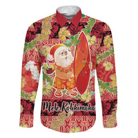 Hawaii Santa Mele Kalikimaka Family Matching Mermaid Dress and Hawaiian Shirt Tropical Puakenikeni Lei with Polynesian Tribal Pattern - Polynesian Pride