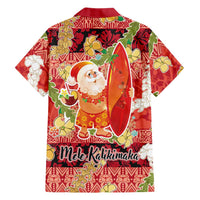 Hawaii Santa Mele Kalikimaka Family Matching Off Shoulder Maxi Dress and Hawaiian Shirt Tropical Puakenikeni Lei with Polynesian Tribal Pattern - Polynesian Pride