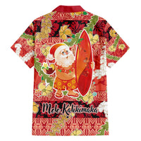 Hawaii Santa Mele Kalikimaka Family Matching Off Shoulder Short Dress and Hawaiian Shirt Tropical Puakenikeni Lei with Polynesian Tribal Pattern LT03 - Polynesian Pride