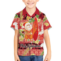 Hawaii Santa Mele Kalikimaka Family Matching Summer Maxi Dress and Hawaiian Shirt Tropical Puakenikeni Lei with Polynesian Tribal Pattern - Polynesian Pride