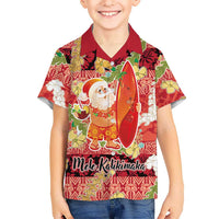 Hawaii Santa Mele Kalikimaka Hawaiian Shirt Tropical Puakenikeni Lei with Polynesian Tribal Pattern - Polynesian Pride