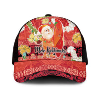 Hawaii Santa Mele Kalikimaka Mesh Trucker Cap Tropical Puakenikeni Lei with Polynesian Tribal Pattern - Polynesian Pride