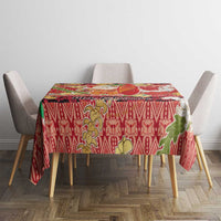 Hawaii Santa Mele Kalikimaka Tablecloth Tropical Puakenikeni Lei with Polynesian Tribal Pattern - Polynesian Pride