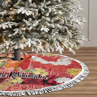 Hawaii Santa Mele Kalikimaka Tree Skirt Tropical Puakenikeni Lei with Polynesian Tribal Pattern - Polynesian Pride