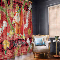 Hawaii Santa Mele Kalikimaka Window Curtain Tropical Puakenikeni Lei with Polynesian Tribal Pattern - Polynesian Pride