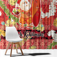 Hawaii Santa Mele Kalikimaka Window Curtain Tropical Puakenikeni Lei with Polynesian Tribal Pattern - Polynesian Pride