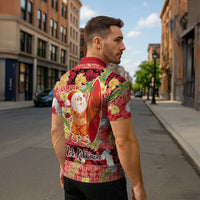 Hawaii Santa Mele Kalikimaka Zipper Polo Shirt Tropical Puakenikeni Lei with Polynesian Tribal Pattern - Polynesian Pride