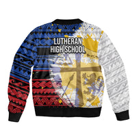 Hawaii Lutheran High School Sleeve Zip Bomber Jacket Kakau Pattern Splash Style LT03 - Polynesian Pride