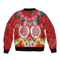 Polynesian Valentine Day Bomber Jacket Love Couple Turtle Maori Hibiscus Red Style LT03 - Polynesian Pride