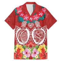 Polynesian Valentine Day Family Matching Mermaid Dress and Hawaiian Shirt Love Couple Turtle Maori Hibiscus Red Style LT03 Dad's Shirt - Short Sleeve Red - Polynesian Pride