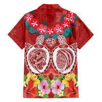 Polynesian Valentine Day Family Matching Short Sleeve Bodycon Dress and Hawaiian Shirt Love Couple Turtle Maori Hibiscus Red Style LT03 - Polynesian Pride