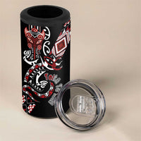 Aotearoa Toitu Te Tiriti-Honour the Treaty 4 in 1 Can Cooler Tumbler Maori Taniwha Haka with Taniko and Tukutuku