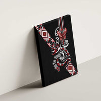 Aotearoa Toitu Te Tiriti-Honour the Treaty Canvas Wall Art Maori Taniwha Haka with Taniko and Tukutuku