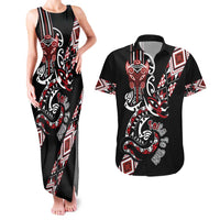 Aotearoa Toitu Te Tiriti-Honour the Treaty Couples Matching Tank Maxi Dress and Hawaiian Shirt Maori Taniwha Haka with Taniko and Tukutuku