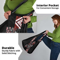 Aotearoa Toitu Te Tiriti-Honour the Treaty Grocery Bag Maori Taniwha Haka with Taniko and Tukutuku