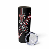 Aotearoa Toitu Te Tiriti-Honour the Treaty Skinny Tumbler Maori Taniwha Haka with Taniko and Tukutuku