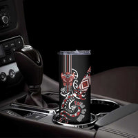 Aotearoa Toitu Te Tiriti-Honour the Treaty Skinny Tumbler Maori Taniwha Haka with Taniko and Tukutuku